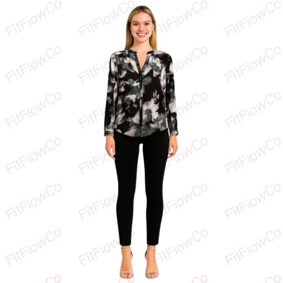 Jennifer Lopez Floral Chiffon Blouse 🌸 Size XS (Runs Large) – NWT - Picture 1 of 4